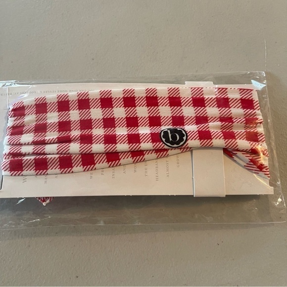 NWT baby bling baby girl bow headband red and white checked - Picture 2 of 5